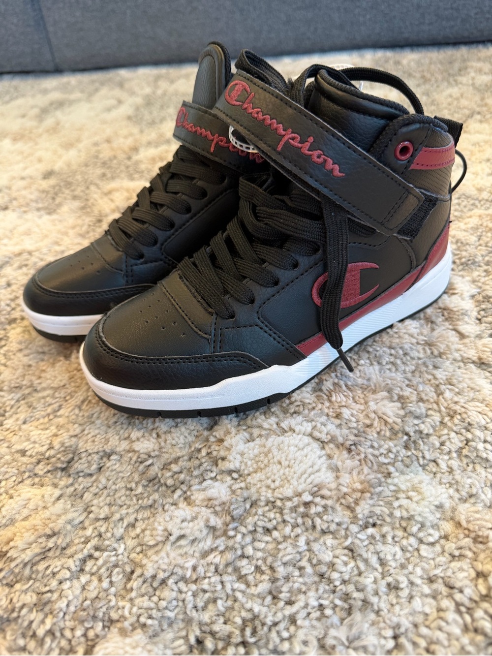 Champion Kids High-Top Sneakers in Black and Red